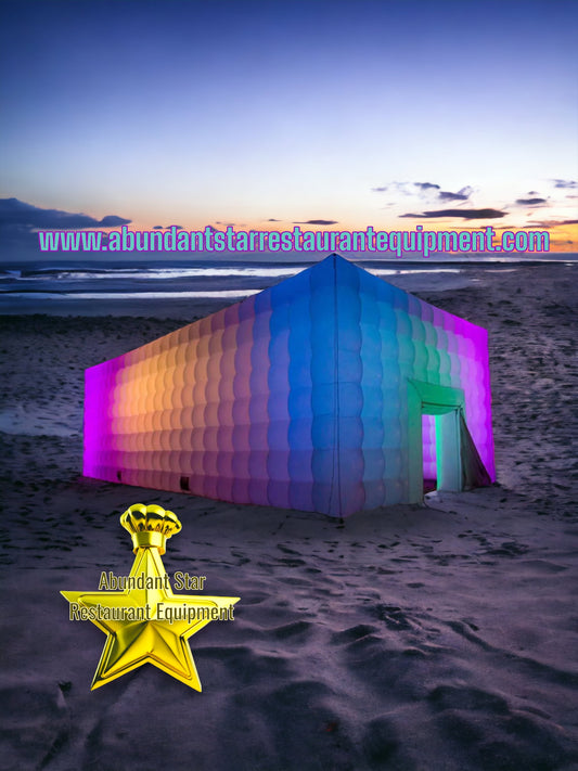Large Magic Illuminated White Inflatable Cube Tent With Led Lighting Mobile Inflatable Night Club Room For Outdoor Events